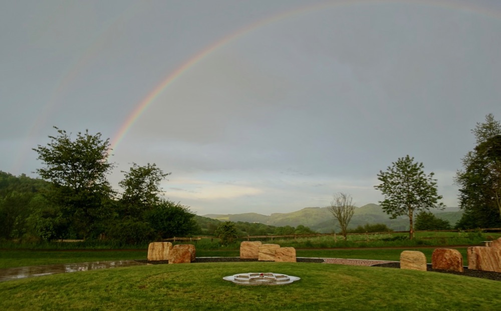 Two rainbows above the Garden of Freedom after the blessing